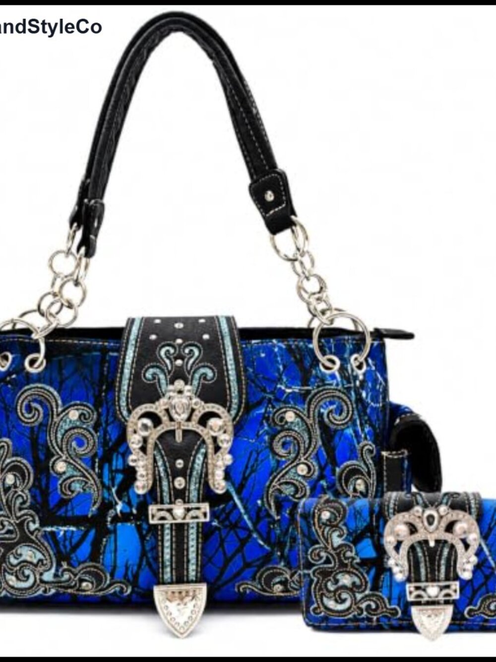 Western Camouflage Shoulder Handbag & Wallet Set PU Leather Satchel